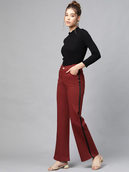 Women's Rust Side Tape Bell Bottom Jeans