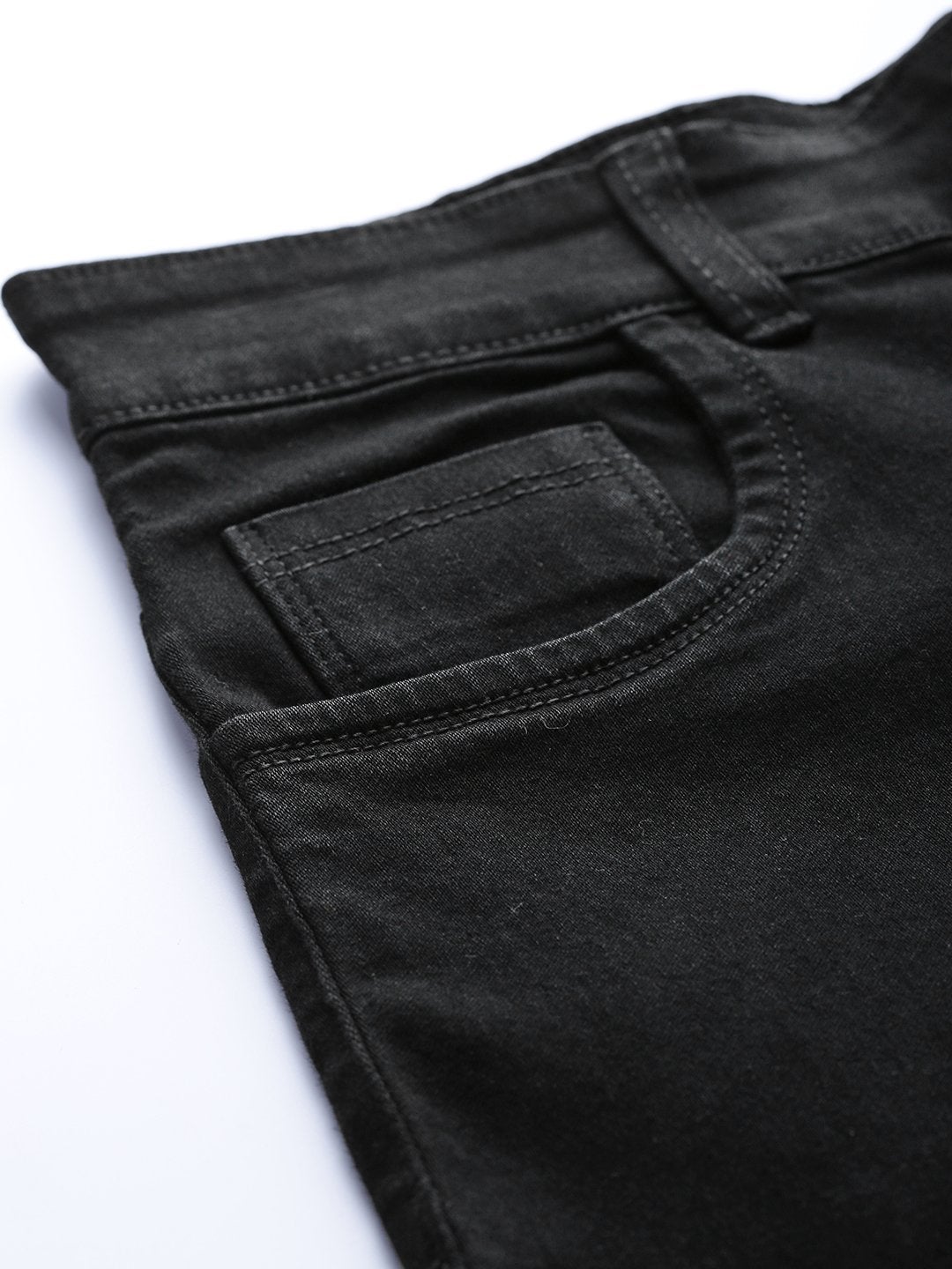 Women's Black Pearl Studded Hem Jeans