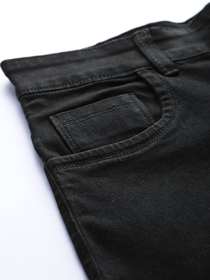 Women's Black Pearl Studded Hem Jeans