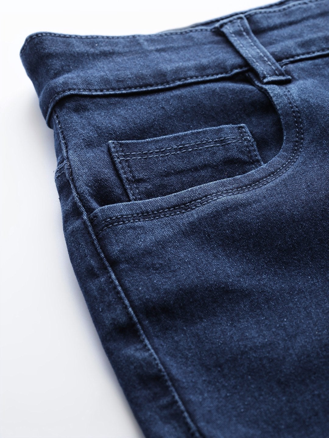 Women's Basic Blue Pearl Studded Hem Jeans
