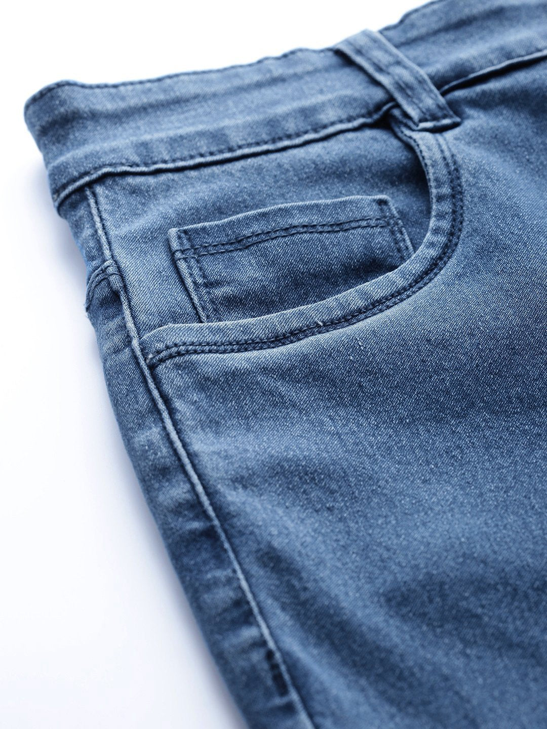 Women's Basic Blue Knee Distressed Slit Jeans