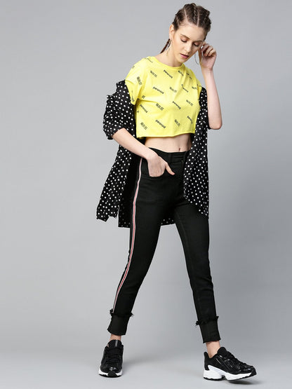 Women's Black Side Tape Basic Jeans