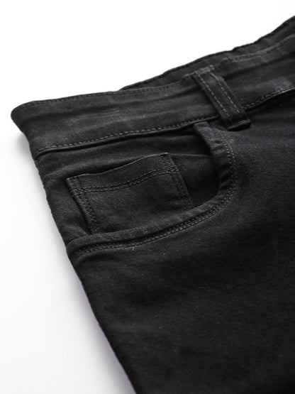 Women's Black Side Tape Basic Jeans