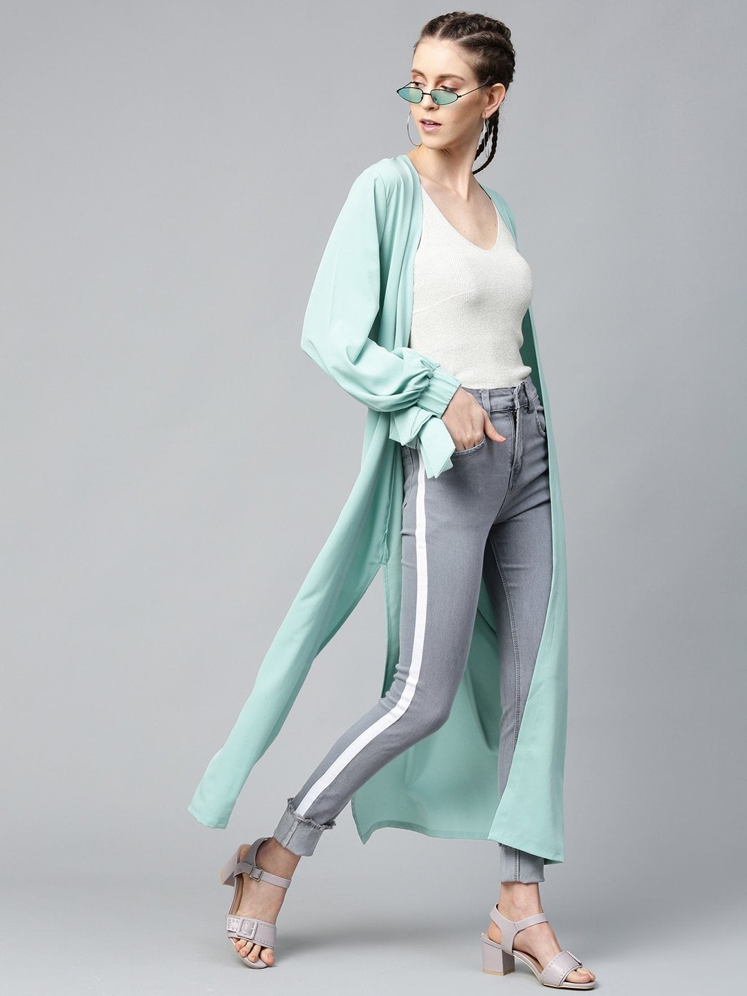 Women's Grey Side Tape Basic Jeans
