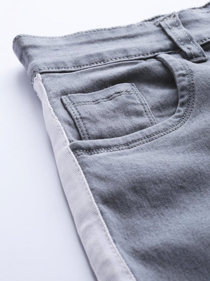 Women's Grey Side Tape Basic Jeans
