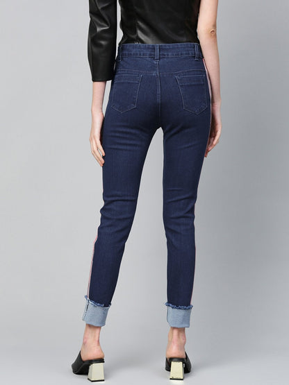 Women's Navy Side Tape Basic Jeans