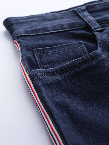 Women's Navy Side Tape Basic Jeans