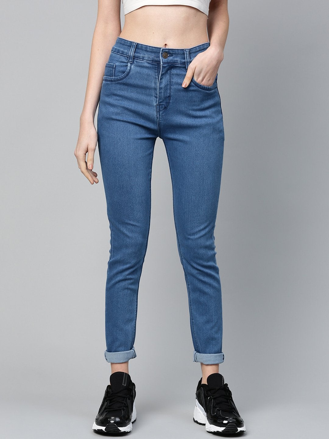 Women's Blue Basic Regular Jeans