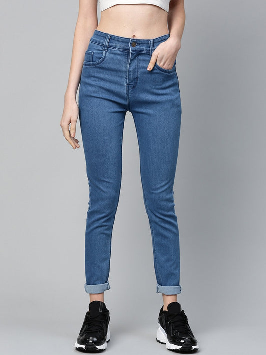 Women's Blue Basic Regular Jeans