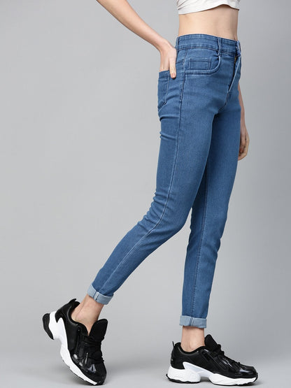 Women's Blue Basic Regular Jeans