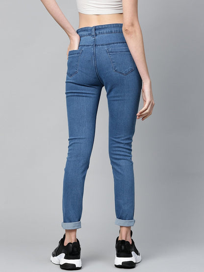 Women's Blue Basic Regular Jeans