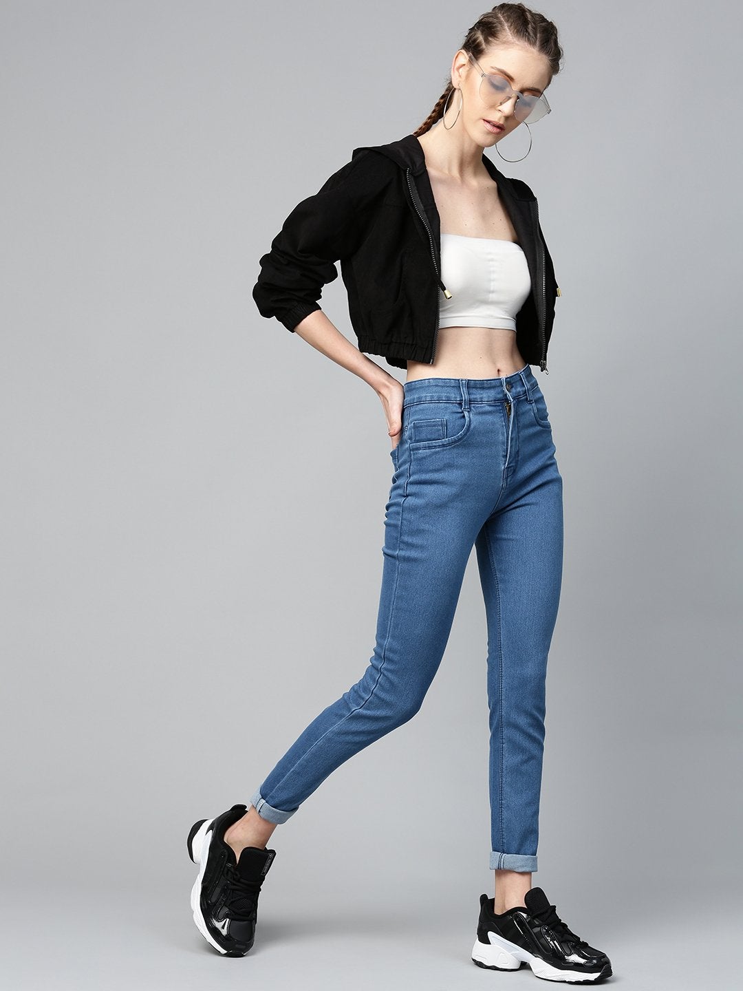 Women's Blue Basic Regular Jeans