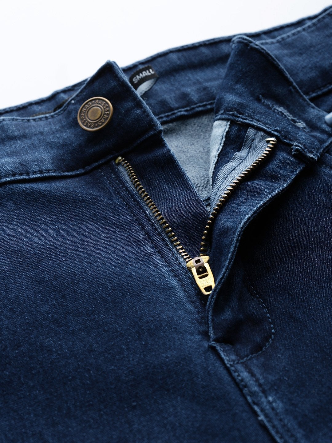 Women's Navy Uneven Raw Hem Jeans