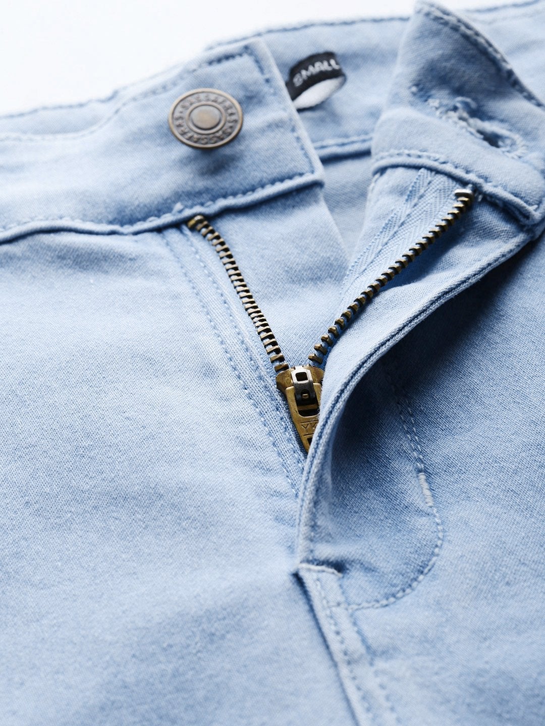 Women's Ice Blue Uneven Raw Basic Jeans