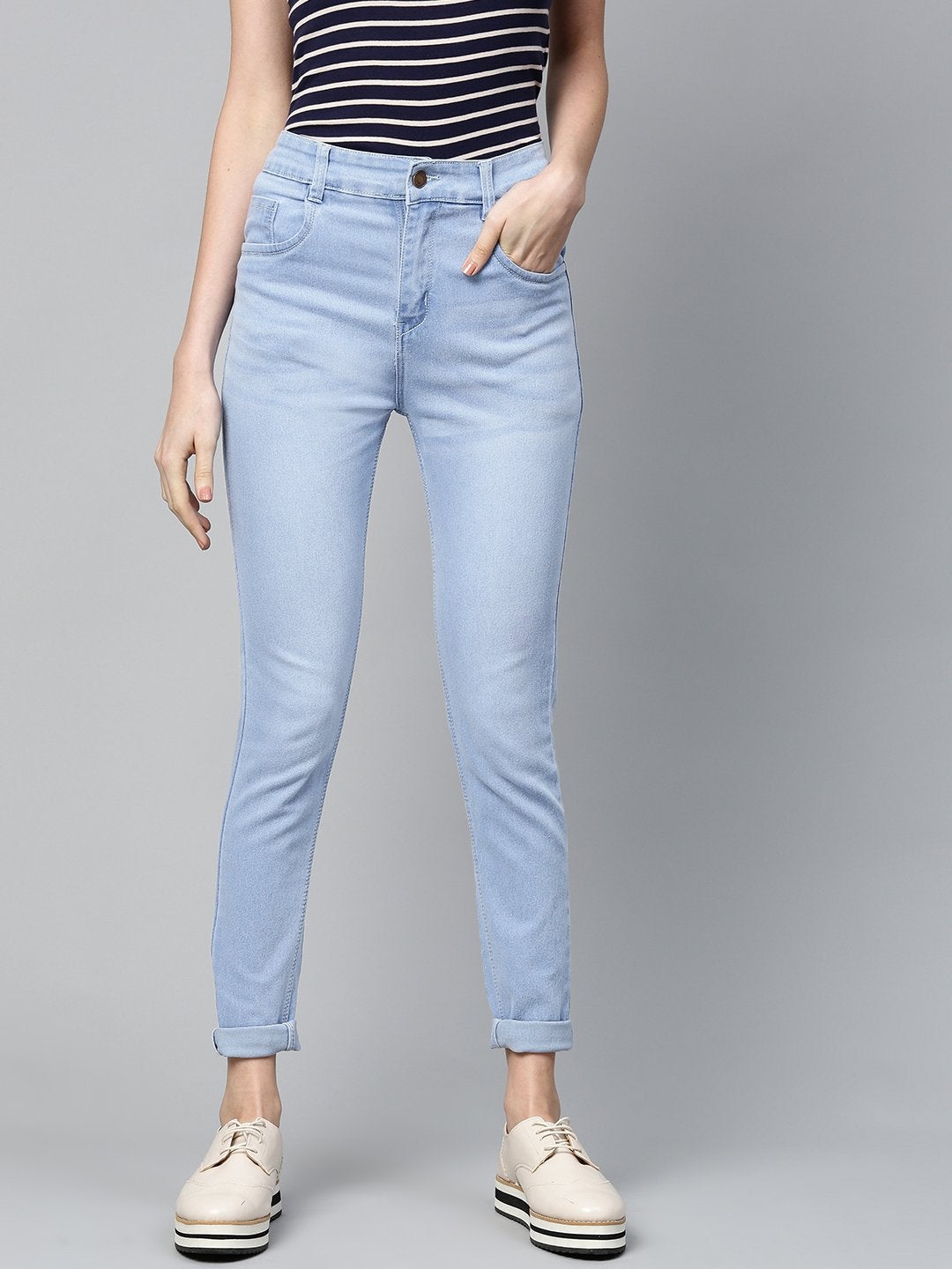 Women's Ice Blue Whisker Wash Jeans