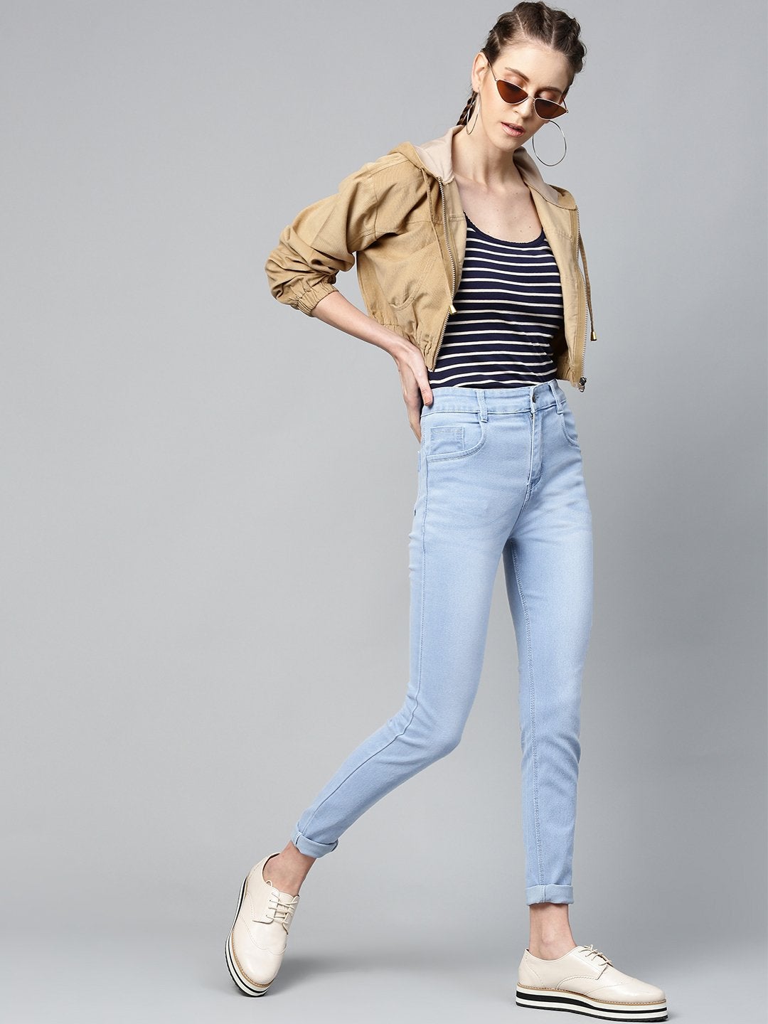 Women's Ice Blue Whisker Wash Jeans