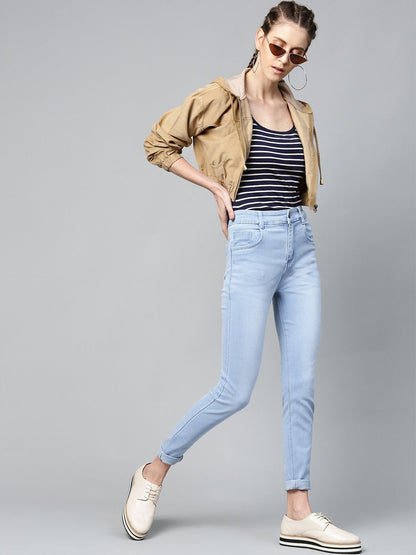 Women's Ice Blue Whisker Wash Jeans