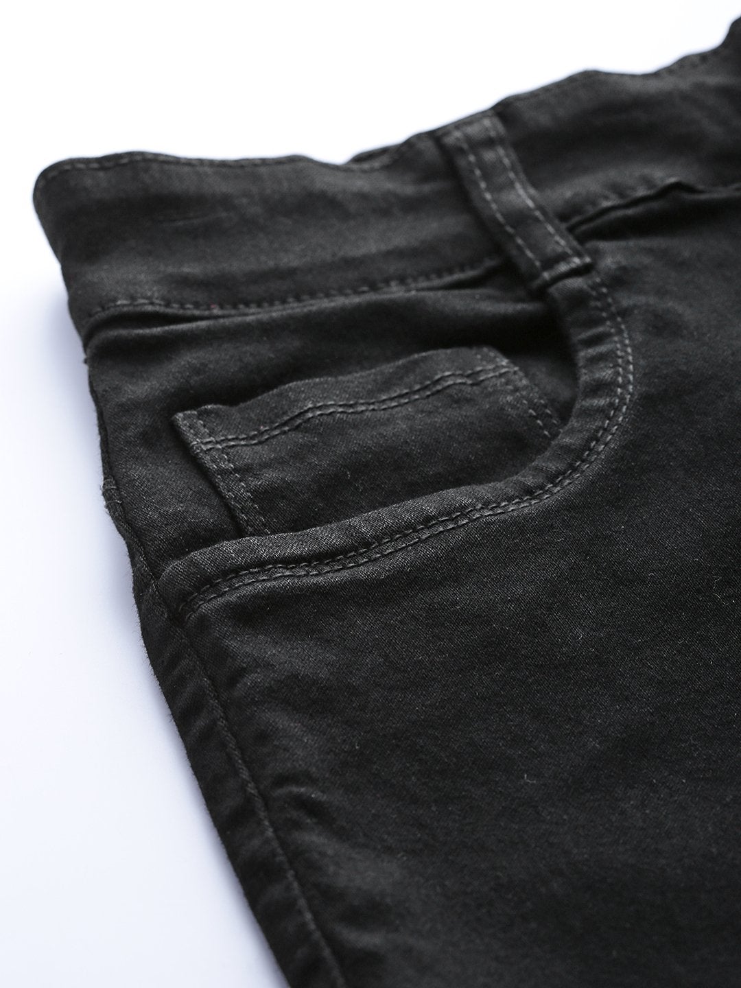Women's Black Heavy Distressed Multi-Slit Jeans