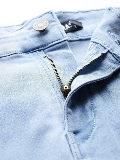 Women's Ice Blue Pearl Studded Pocket Jeans