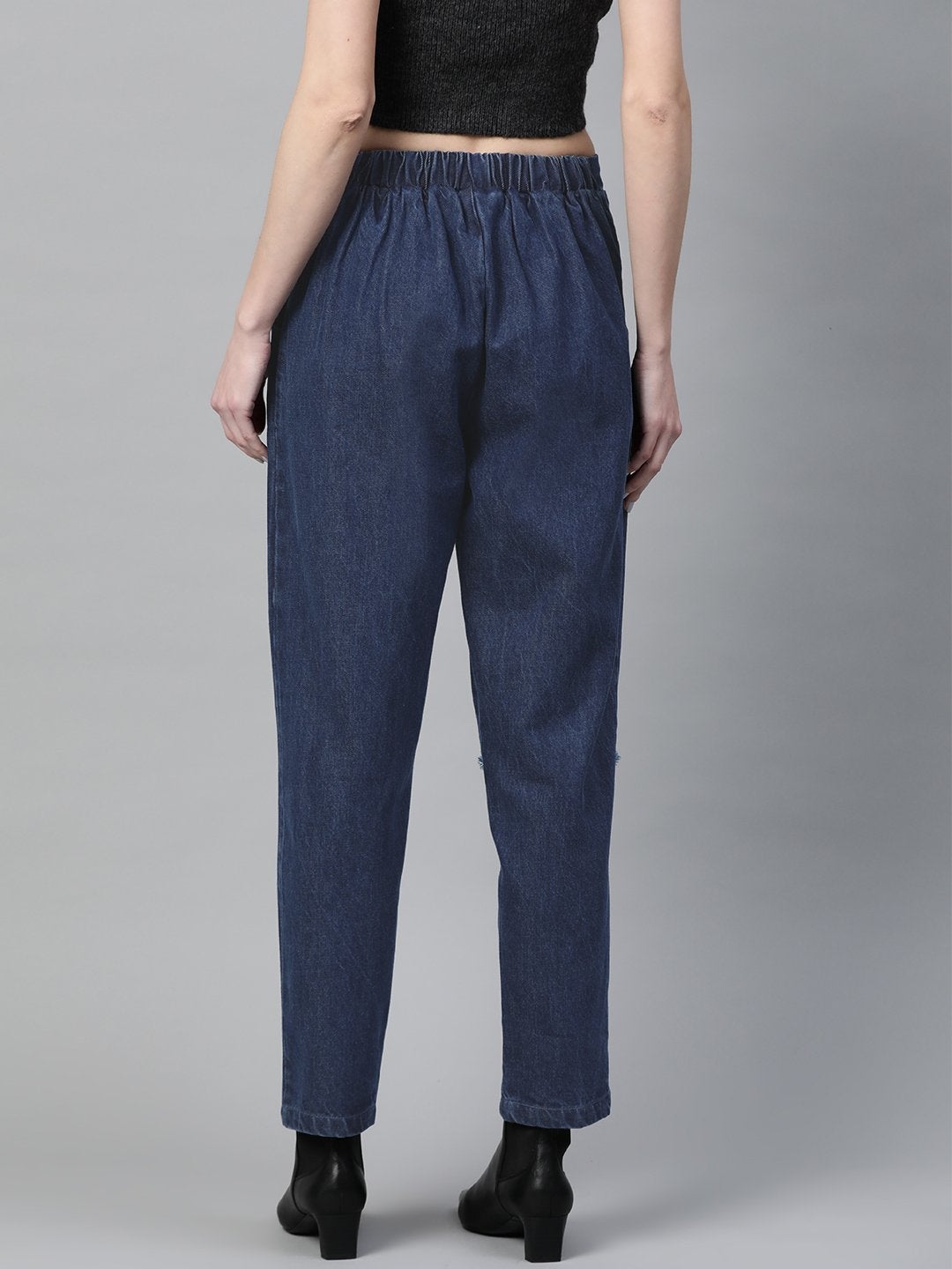 Women's Blue Slouchy Patch Detail Jeans
