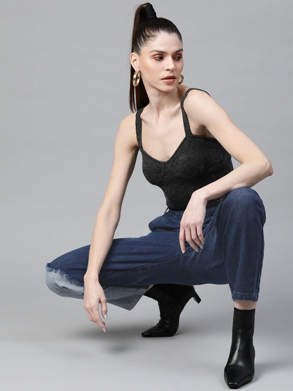 Women's Blue Slouchy Patch Detail Jeans