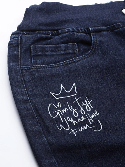 Women's Blue Drawstring Jogger Jeans