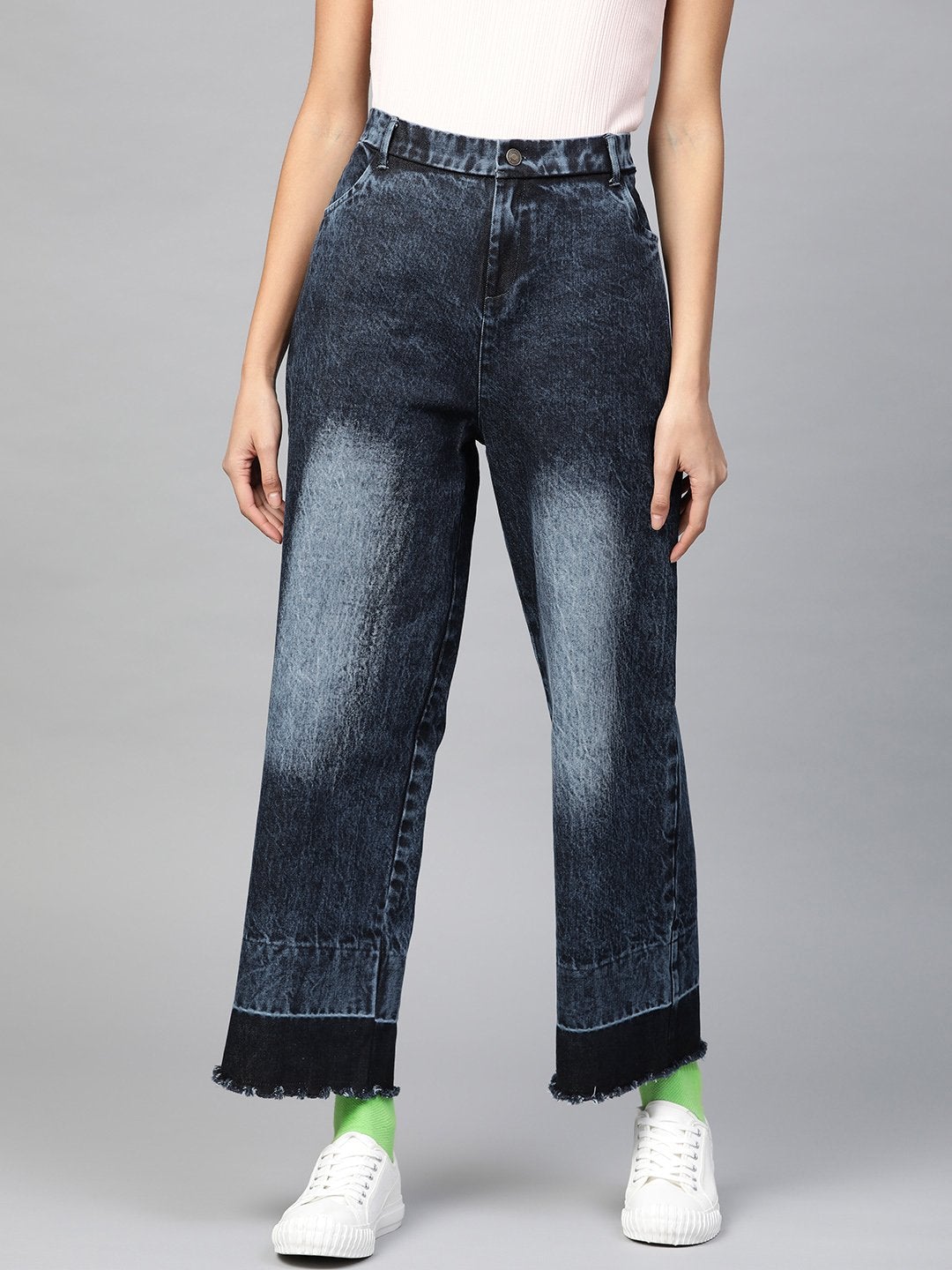 Women's Blue Raw Edge Detail Jeans