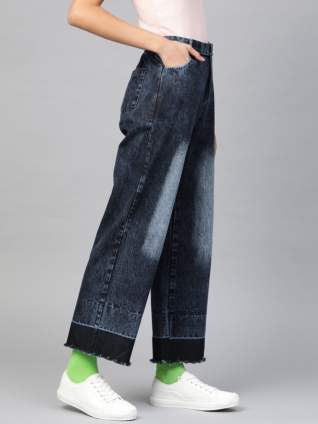 Women's Blue Raw Edge Detail Jeans