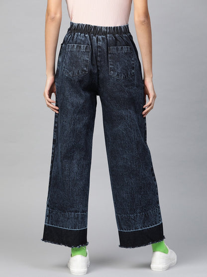 Women's Blue Raw Edge Detail Jeans