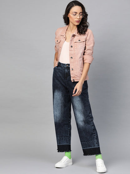 Women's Blue Raw Edge Detail Jeans