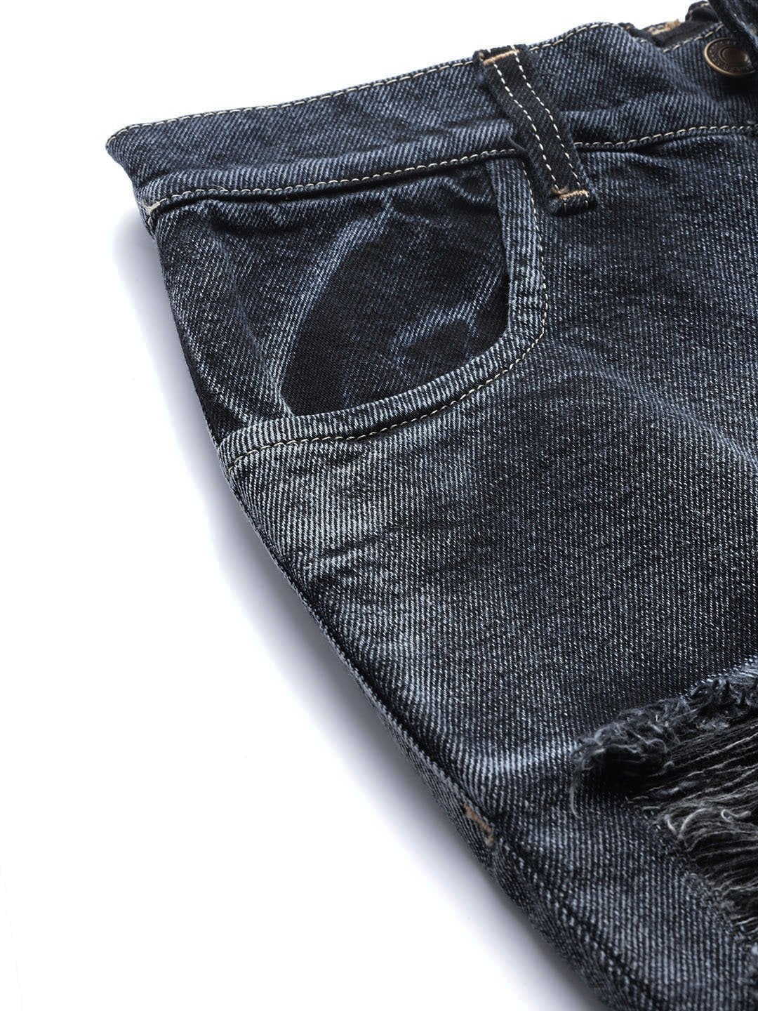 Women's Navy Washed High Rise Ripped Jeans