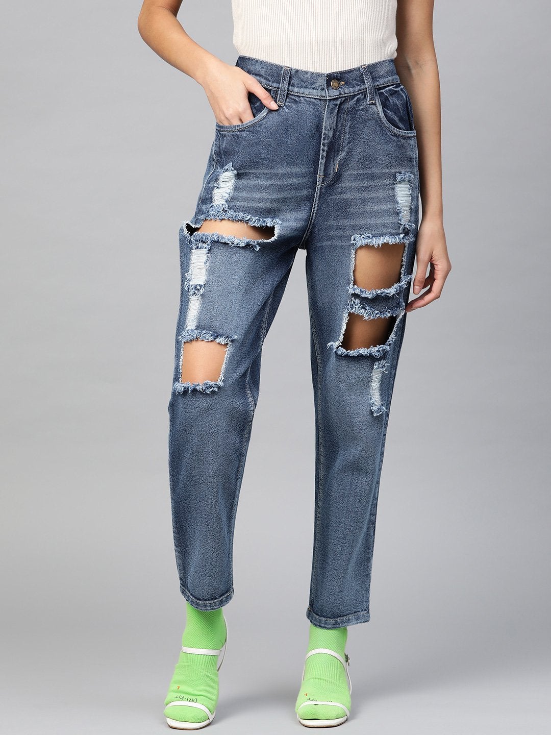 Women's Blue Vintage Distress Jeans