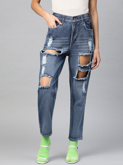 Women's Blue Vintage Distress Jeans