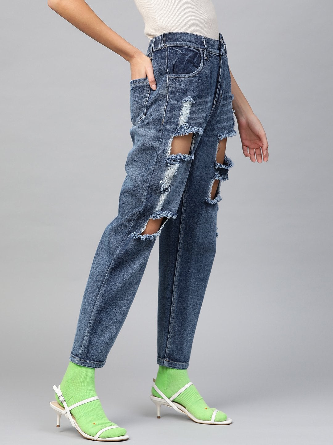Women's Blue Vintage Distress Jeans