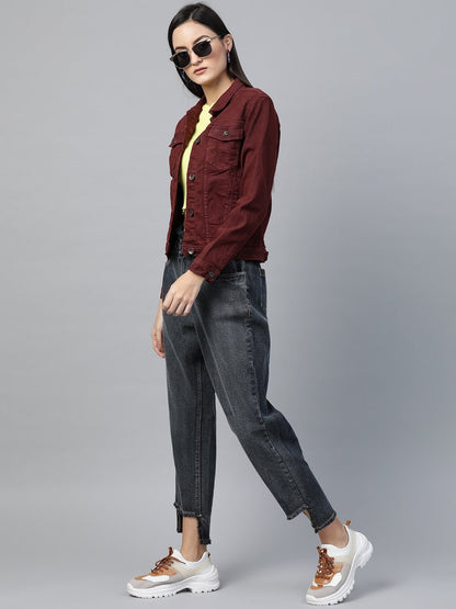 Women's Navy Washed High Low Hem Slouchy Jeans