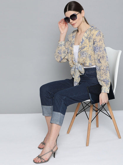 Women's Navy Contrast Detail At Hem Slouchy Jeans
