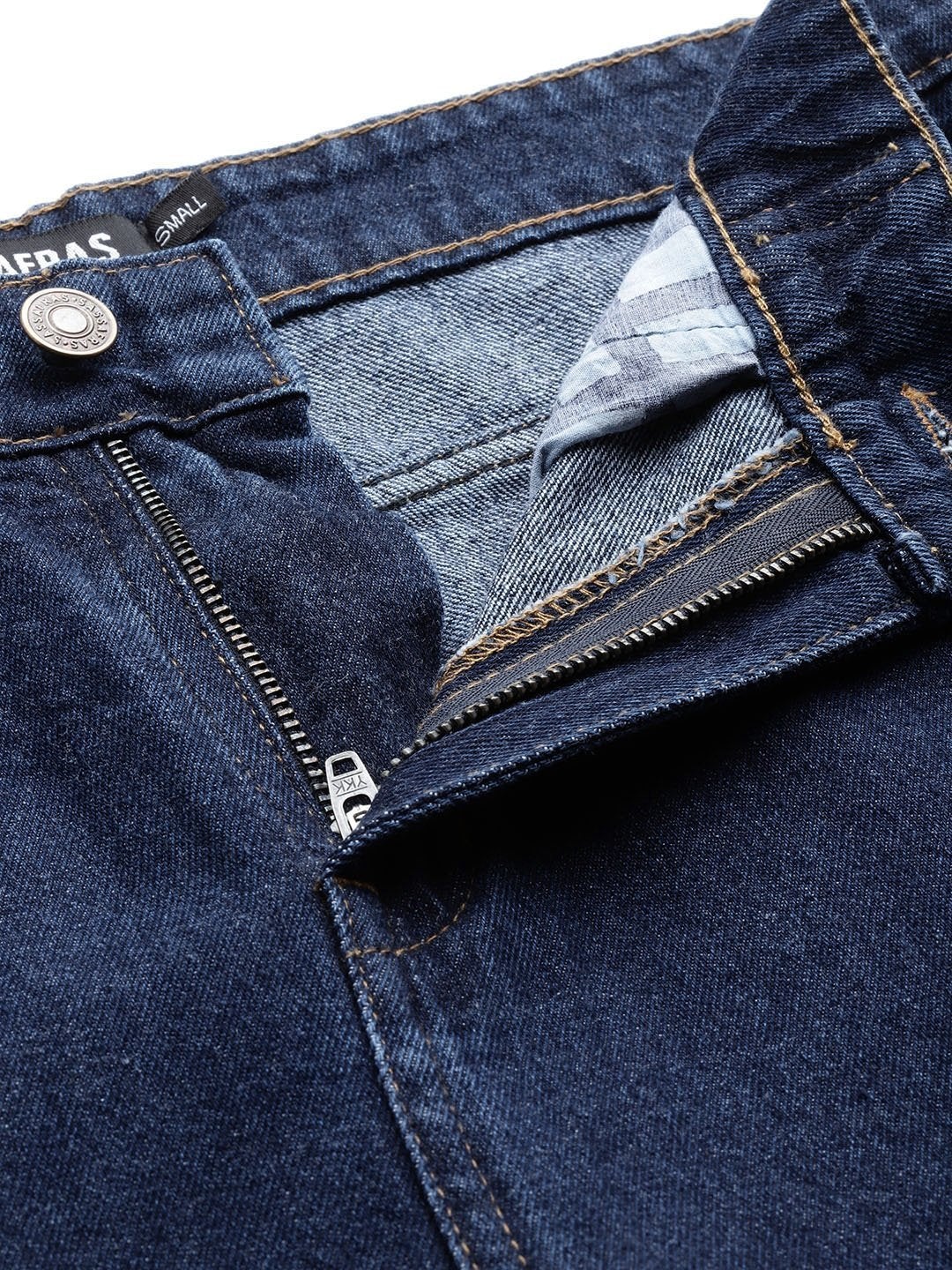 Women's Navy Contrast Detail At Hem Slouchy Jeans