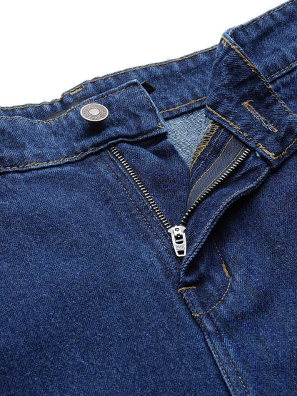 Women's Navy Side Pearl Detail Slouchy Jeans