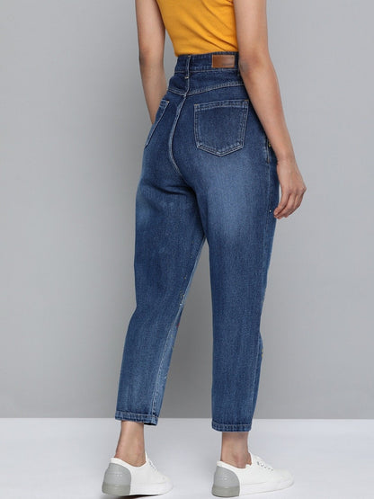 Women's Blue Paint Splatter Slouchy Jeans