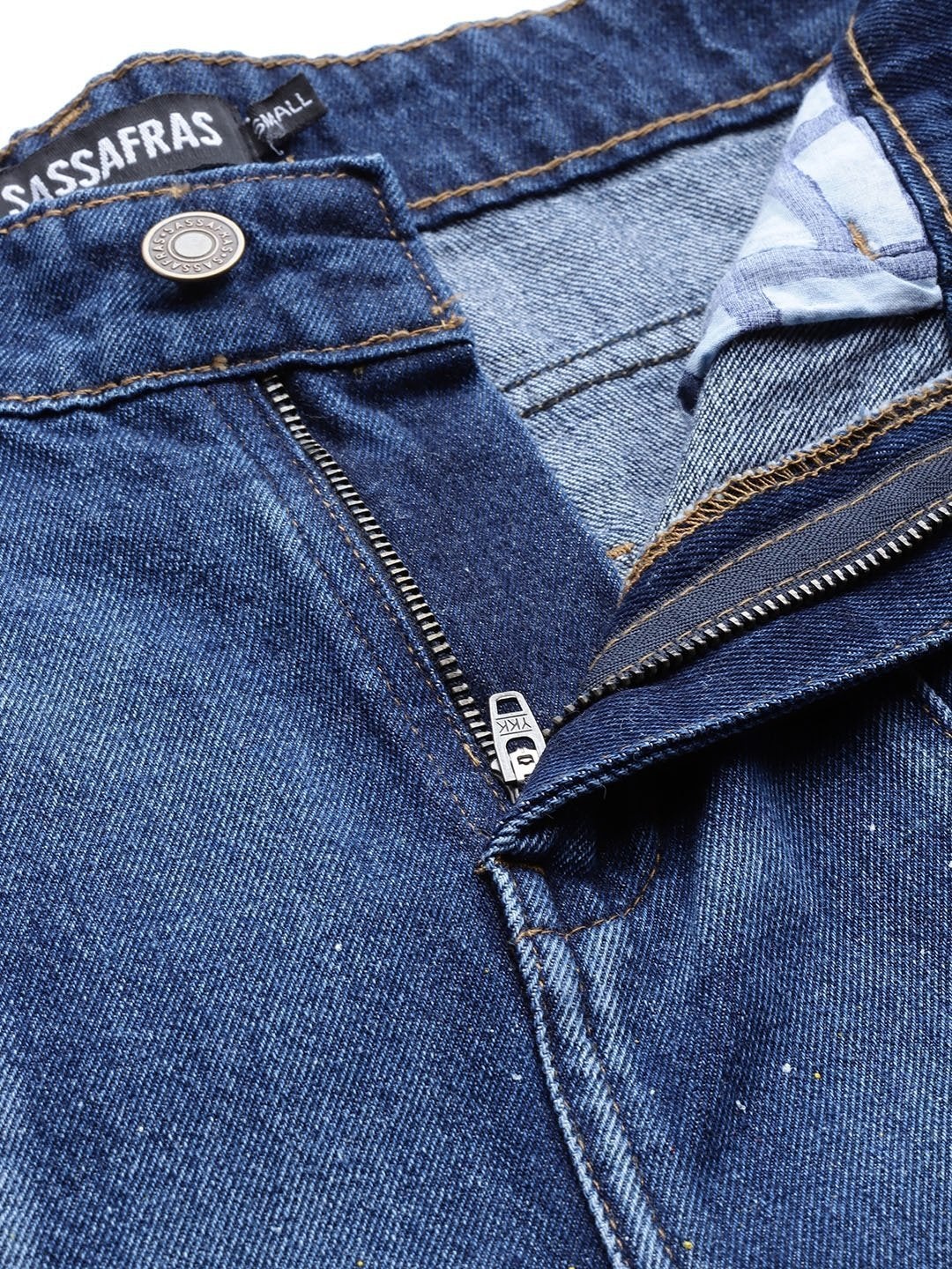 Women's Blue Paint Splatter Slouchy Jeans