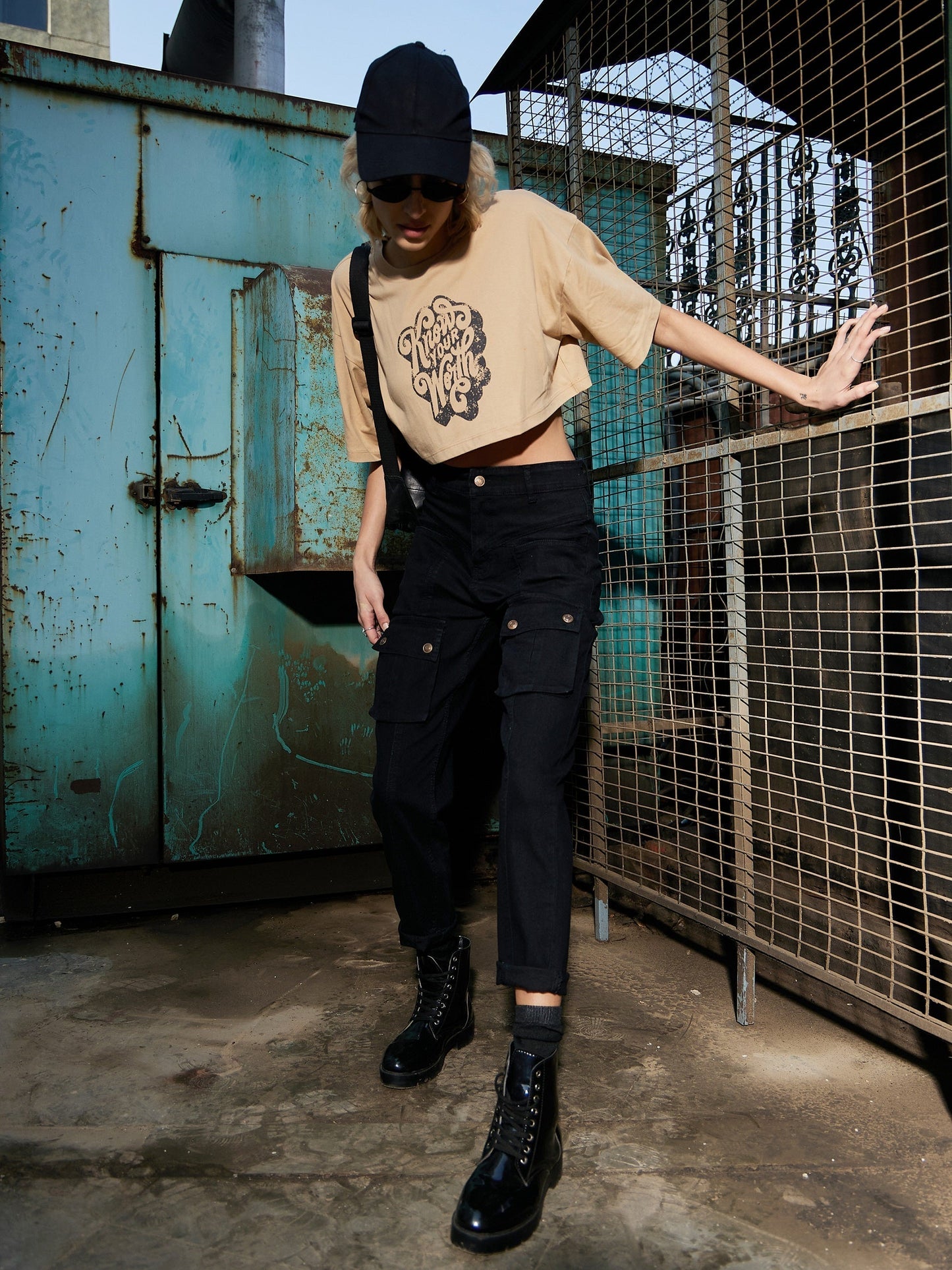 Women's Black Denim Front Patch Pocket Jeans