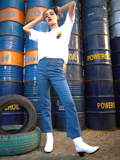 Women's Blue Boot Cut Premium Jeans