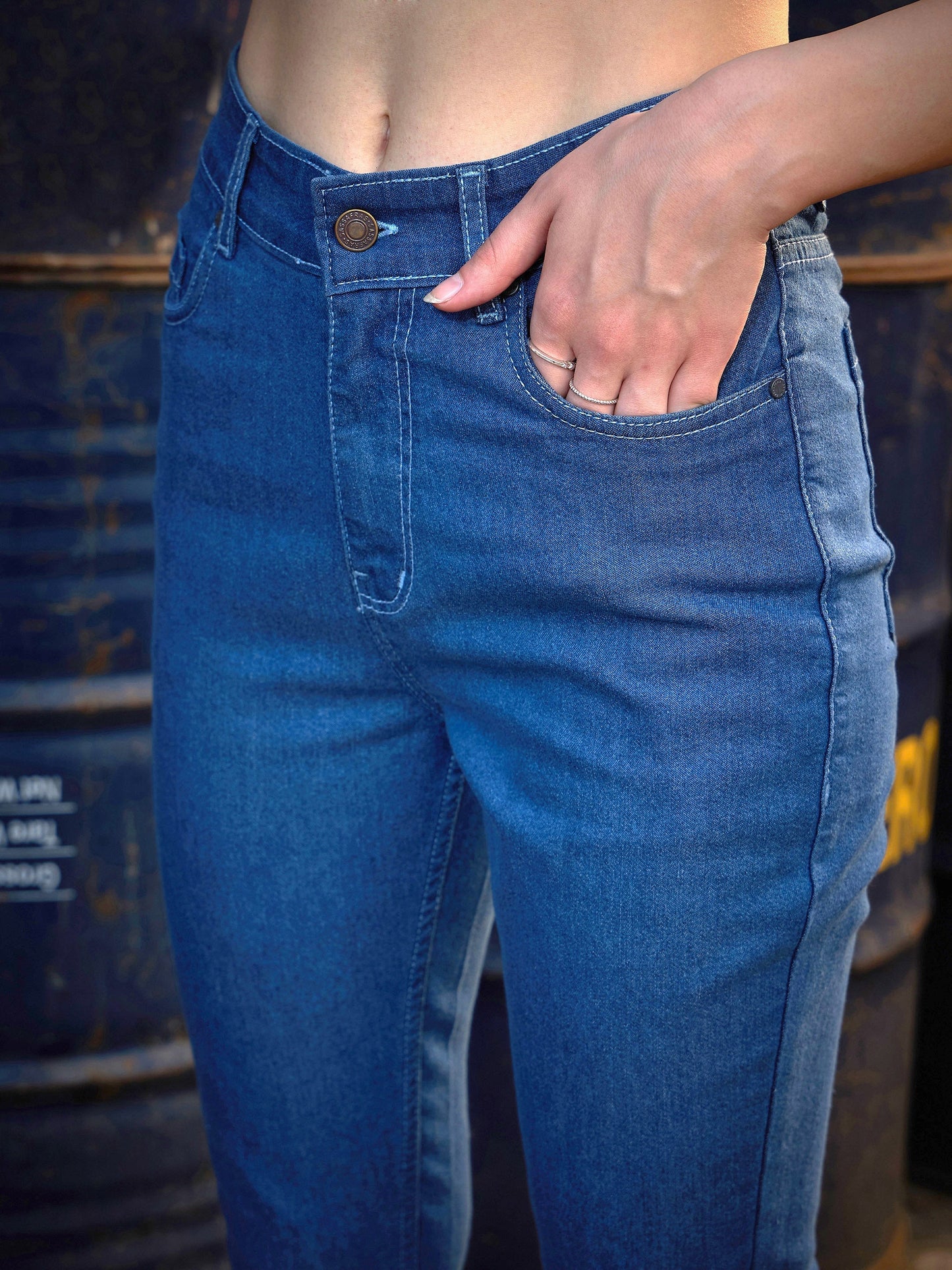 Women's Blue Boot Cut Premium Jeans