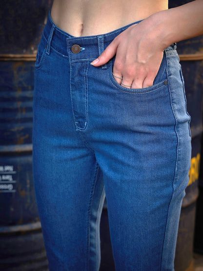 Women's Blue Boot Cut Premium Jeans