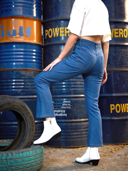 Women's Blue Boot Cut Premium Jeans