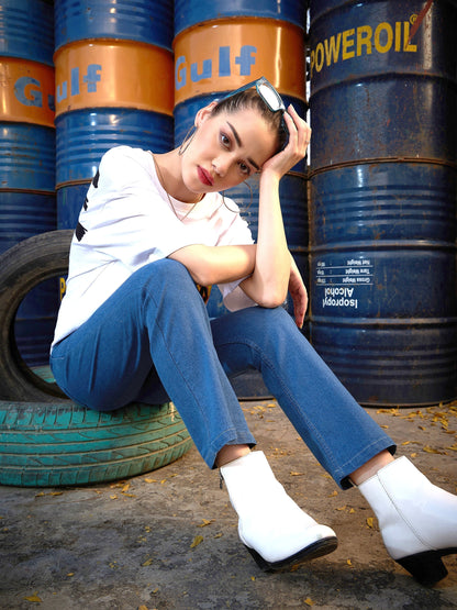 Women's Blue Boot Cut Premium Jeans