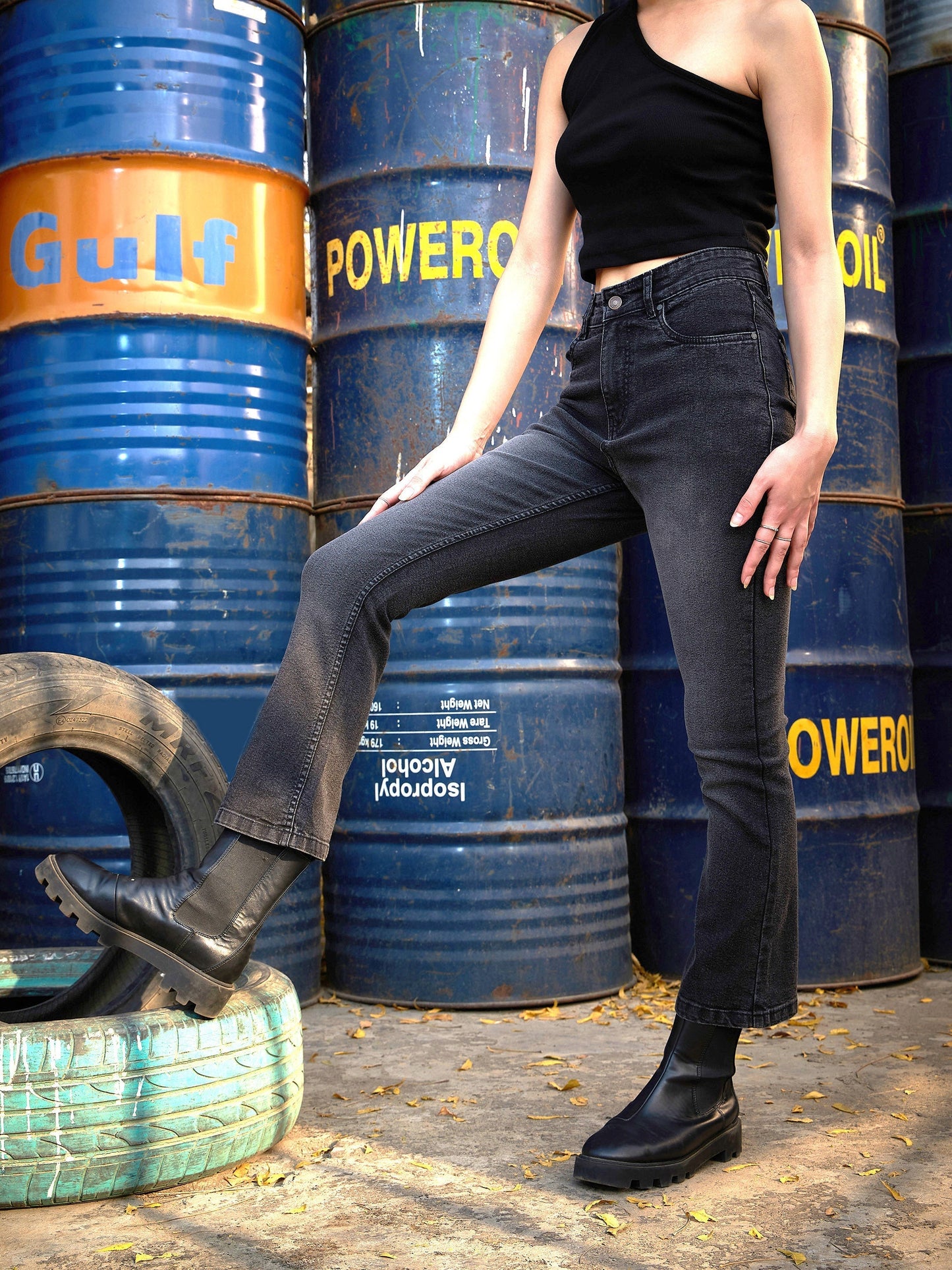 Women's Grey Wash Boot Cut Premium Jeans
