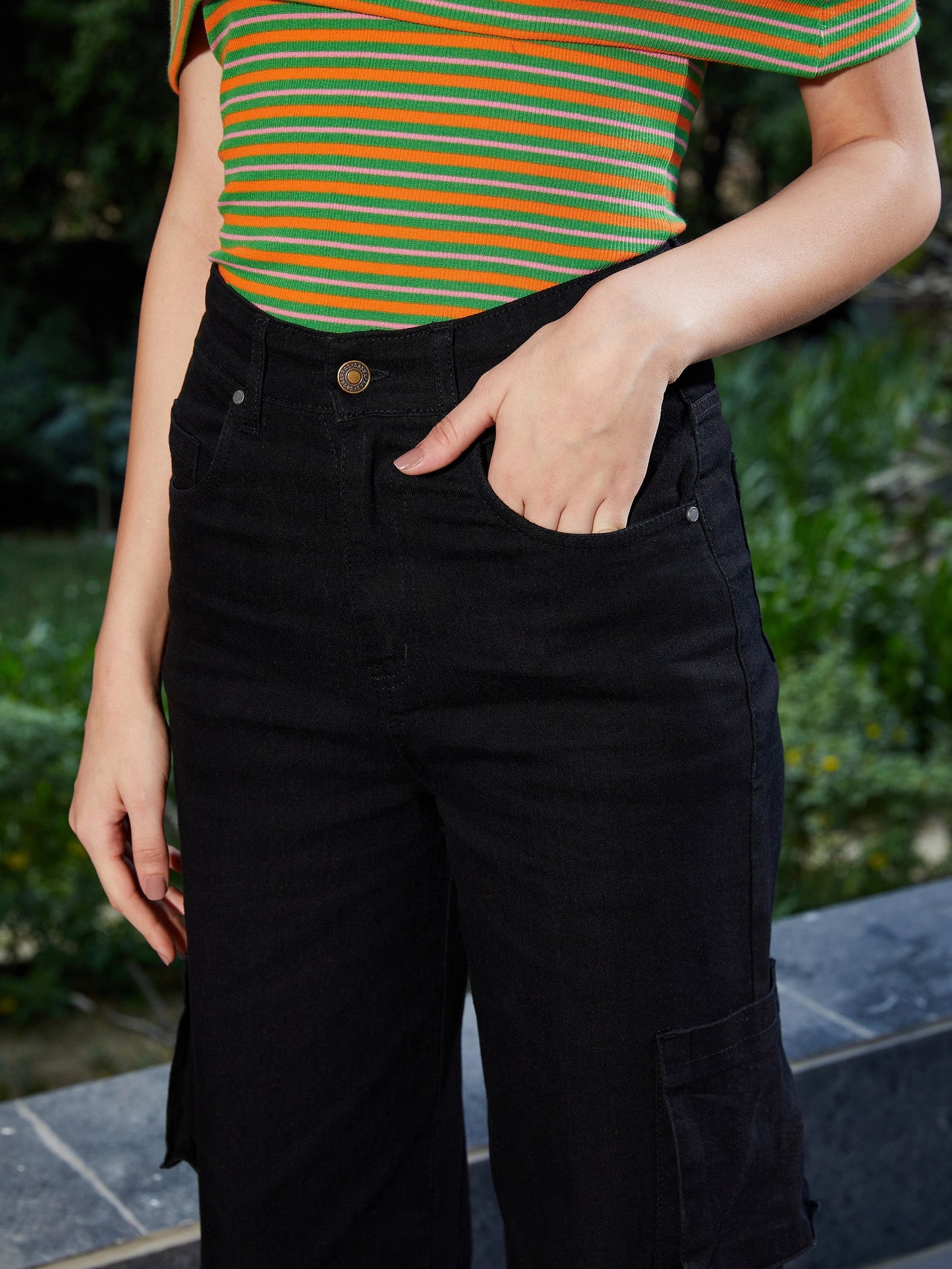 Women's Black Box Pocket Straight Premium Jeans