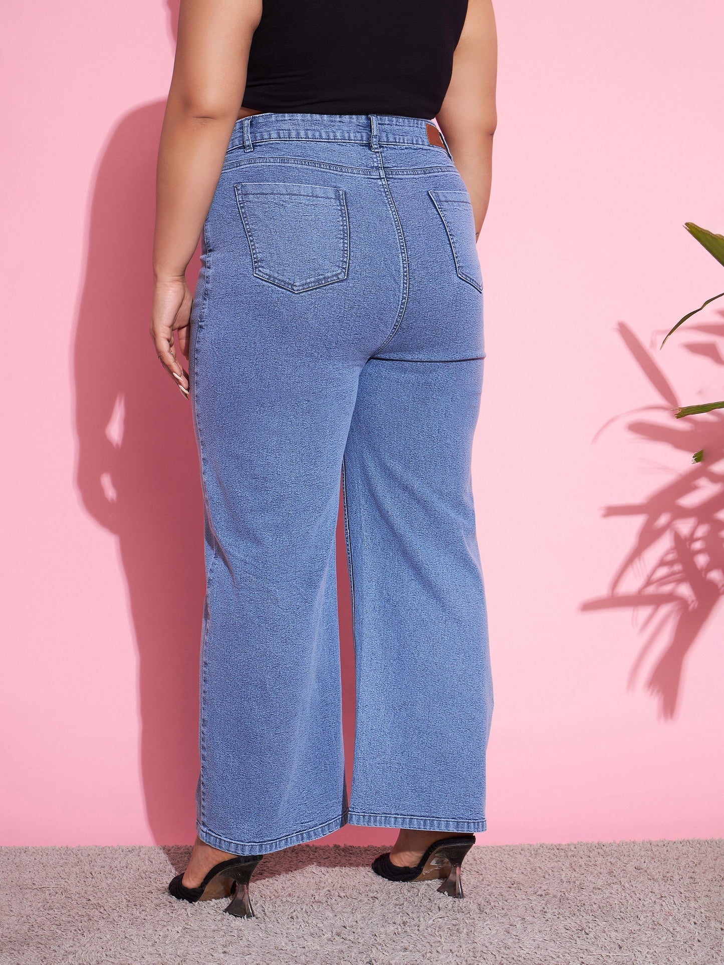 Women's Blue Acid Wash Denim Straight Jeans