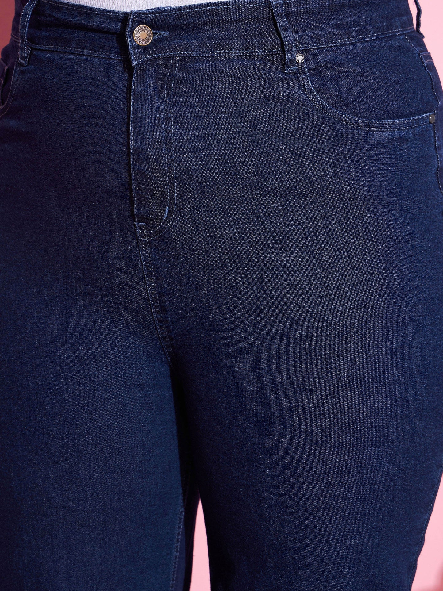 Women's Navy Wash Denim Bell Bottom Jeans